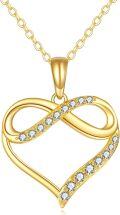 wholesale 14K Gold Heart Infinity Pendant Necklace for Women, 0.77 Minimalist Elegant Gift, Hypoallergenic Nickel-Free, Adjustable 16+1 Chain, Lifetime Warranty-0-0