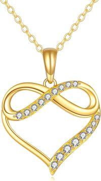wholesale 14K Gold Heart Infinity Pendant Necklace for Women, 0.77 Minimalist Elegant Gift, Hypoallergenic Nickel-Free, Adjustable 16+1 Chain, Lifetime Warranty-Yellow Gold