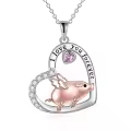 TOUPOP 925 Sterling Silver Crystal Cute Animal Heart Pendant Necklace-0-0