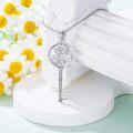wholesale Sterling Silver Diamond Birth Flower Key Necklace for Women-0-27