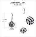 wholesale 925 Sterling Silver Crystal Sport Ball Dangle Earrings for Women - Volleyball Gift-0-3