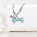 wholesale 925 Sterling Silver Turquoise Dachshund Dog Pendant Necklace  for Women and Girls-0-1