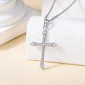 wholesale 925 Sterling Silver Angel Wing Cross Pendant Necklace with Cubic Zirconia for Women-0-3