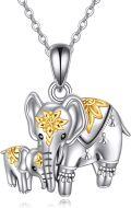 wholesale 925 Sterling Silver Mother and Baby Elephant Pendant Necklaces Gold Plated s for Mom Wife Her-0-0