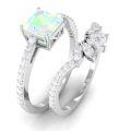 TOUPOP Sterling Silver Moissanite Opal Wedding Ring Set For Women-0-2