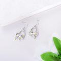 wholesale 925 Sterling Silver Heart-Shaped Cat Dangle Earrings - Gifts for Women-0-2