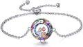 wholesale 925 Sterling Silver AOBOCO Sisters Bracelet with Rainbow Crystal and Rose Gold Figures s for Women-0-0