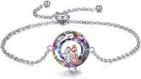 wholesale 925 Sterling Silver AOBOCO Sisters Bracelet with Rainbow Crystal and Rose Gold Figures s for Women-06-Purple Crystal