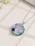 TOUPOP Sterling Silver Tourmaline Tree Of Life Birthstone Necklace-0-1