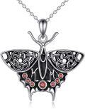 wholesale 925 Sterling Silver Red CZ Celtic Knot Butterfly Pendant Necklace for Women-0-0