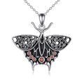 wholesale 925 Sterling Silver Red CZ Celtic Knot Butterfly Pendant Necklace for Women-0-0