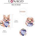 wholesale 925 Sterling Silver Pink Crystal Love Heart Fox Stud Earrings for Girls and Women-0-35