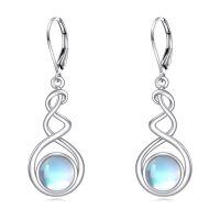 wholesale 925 Sterling Silver Green Stone Drop Earrings-Moonstone Earrings