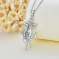 wholesale 925 Sterling Silver Mermaid on Anchor Pendant Necklace for Women-0-2