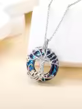 TOUPOP Sterling Silver Crystal Tree Of Life Necklace For Women-0-1