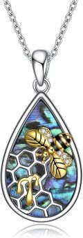 wholesale 925 Sterling Silver Bee Honeycomb Teardrop Pendant With Zirconia-0-0
