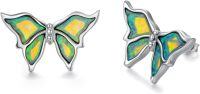wholesale Sterling Silver Green Opal Butterfly Stud Earrings 12x20mm for Women Gift-Green