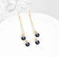 wholesale  Solid Gold 14K Freshwater Pearl Threader Tassel Dangle Earrings ( chars)-0-11