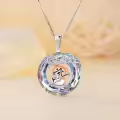 wholesale 925 Sterling Silver Musical Note Pendant with Monkey Playing Guitar on Rainbow Crystal Necklaces Wholesale - 16+2 Chain-0-2