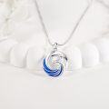 wholesale 925 Sterling Silver Blue Enamel Wave Design Necklace Pendant s for Women-0-4