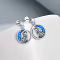TOUPOP Sterling Silver Opal Wolf Earrings Moon Stud Jewelry Gifts for Women-0-3