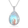 wholesale 925 Sterling Silver Tree Of Life Heart-shaped Pendant With Couple Motif And Blue Gradient Background-0-0