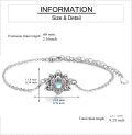 wholesale 925 Sterling Silver & Synthetic Moonstone Lotus Flower Bracelet - 0.76x0.54 Pendant, 7-2 Adjustable Chain, Gift Box-0-3