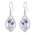 wholesale 925 Sterling Silver Thistle Earrings Wholesale With Purple Gemstones In Tear Drop Design-0-0