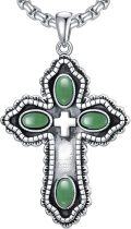 wholesale Sterling Silver Cross Pendant w Jade Red Agate Lapis Turquoise for Women-0-5