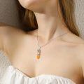 wholesale  925 Sterling Silver Reiki Healing Orange Crystal Necklace – 18 with Extender, 1.4 Pendant, Gift Ready-0-1