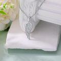 wholesale 925 Sterling Silver Cubic Zirconia Angel Wing Pendant with 18 Cable Chain Necklace Jewelry for Women Girls Gift Boxed-0-2
