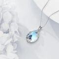 wholesale 925 Sterling Silver Butterfly Moonstone Pendant Necklace with Blue Enamel Accents-0-4