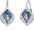 wholesale 925 Sterling Silver Abalone Shell Thistle Drop Earrings with Leverbacks for Women s-0-0