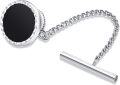 wholesale 925 Sterling Silver Black Onyx Round Tie Clips Freemason Norse  for Men-0-0