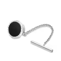 wholesale 925 Sterling Silver Black Onyx Round Tie Clips Freemason Norse  for Men-0-0