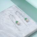wholesale 925 Sterling Silver Pineapple Drop Dangle Earrings with Green Enamel and Yellow CZ Stones - Fashionable Gift for Women & Teenage Girls-0-4