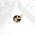 wholesale 925 Sterling Silver Gold Plated Round Black Onyx Phoenix Pendant Necklace-0-3