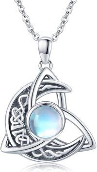 wholesale 925 Sterling Silver Celtic Moonstone Triquetra Trinity Knot Pendant Necklace for Women and Men-C-Celtic Moonstone Necklace
