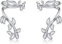 wholesale 925 Sterling Silver Leaf Ear Cuff Earrings Non Piercing Clip on Cartilage Mother's Day s for Women-Silver