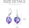 wholesale 925 Sterling Silver Purple Crystal Angel Wing Heart Drop Earrings-0-5