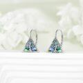 wholesale 925 Sterling Silver Tree of Life Abalone Shell Triquetra Leverback Earrings-0-3