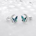 wholesale 925 Sterling Silver Abalone Shell Butterfly Stud Earrings Celtic Moon Irish  for Women-0-1