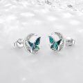 wholesale 925 Sterling Silver Abalone Shell Butterfly Stud Earrings Celtic Moon Irish  for Women-0-1
