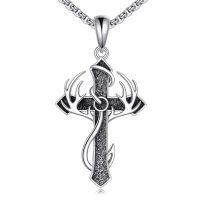 wholesale 925 Sterling Silver Cross Necklace-Fish Hook