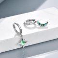 wholesale 925 Sterling Silver Abalone Shell Star & Crescent Moon Huggie Hoops for Women Girls-0-3