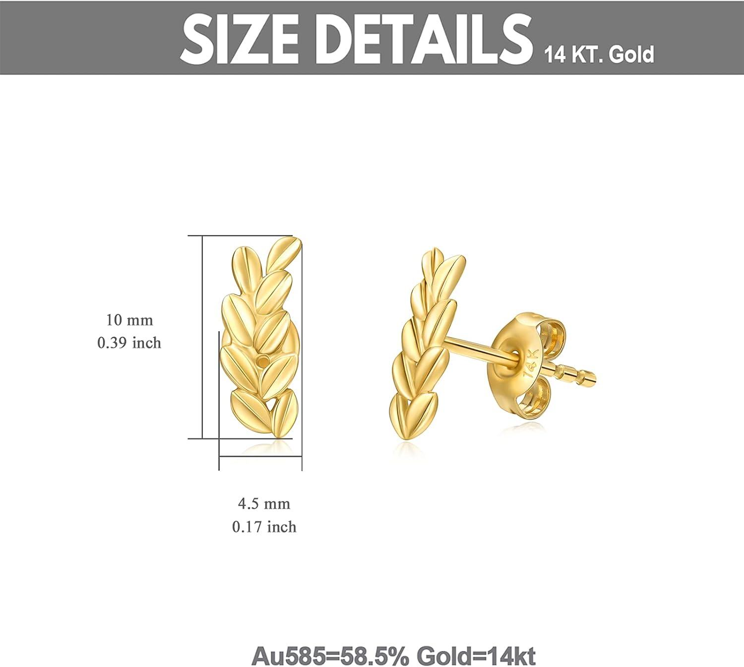 14K Gold Stone Stud Earrings for Women Real 14K Jewelry Gifts-0-1