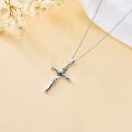 TOUPOP Sterling Silver Crucifix Necklace with Stones, Christian Jewelry Gift-0-3