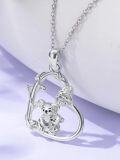 wholesale 925 Sterling Silver Koala Bear Family Love Heart Pendant Necklace for Women Girls - 45cm Chain Length-0-1