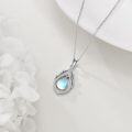 wholesale 925 Sterling Silver Blue Opal Butterfly Teardrop Pendant Necklace-0-4