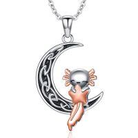 wholesale 925 Sterling Silver Cute Moon And Axolotl Pendant Necklace-axolotl
